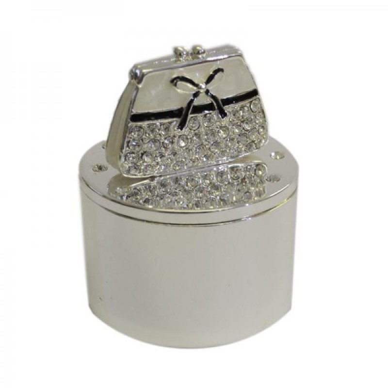 Crystal Handbag Design Silver Plated Trinket Box